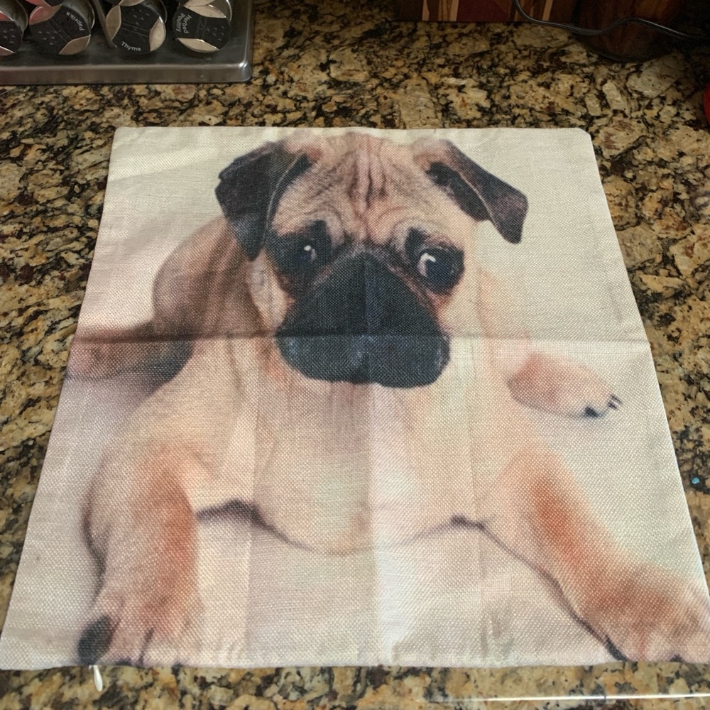 Pug Dog Print Pillow Cover